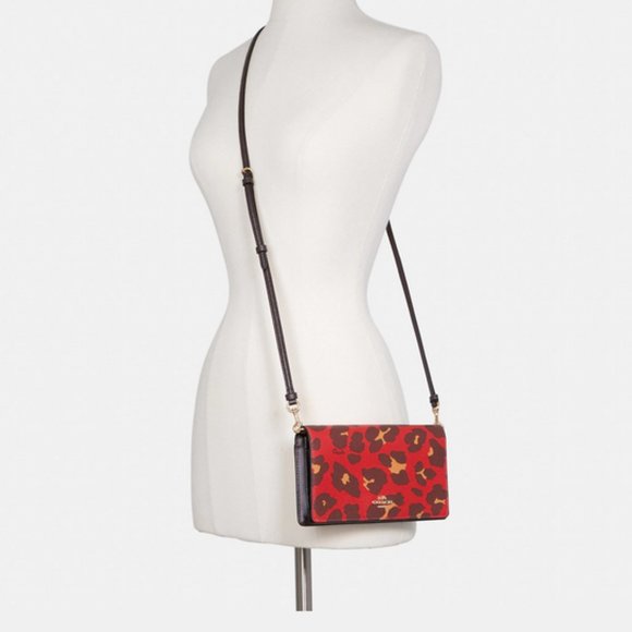 Coach Anna Foldover Crossbody Clutch Leopard Print 7301 - Picture 4 of 4